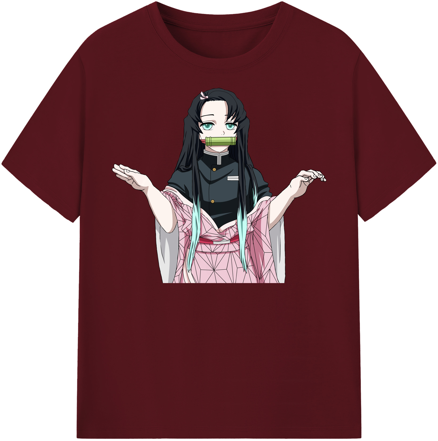 （画像用） 鬼滅の刃（きめつのやいば）竈門 禰󠄀豆子／かまど ねずこ Kamado Nezuko 綿100％半袖Tシャツ（フロントプリント）
